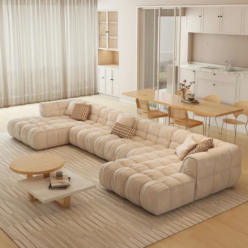 

Nordic Modern U-Shaped Villa Technology Cloth Sofa Super Deep Sitting Wide Square Module