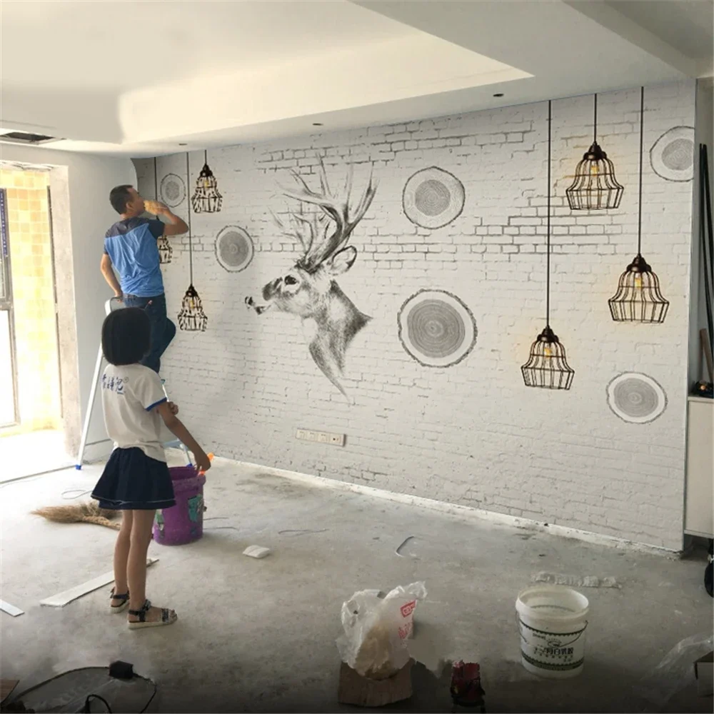 Custom Nordic elk wallpaper modern living room sofa television background simple bedroom Self-adhesive art wall paper decoration
