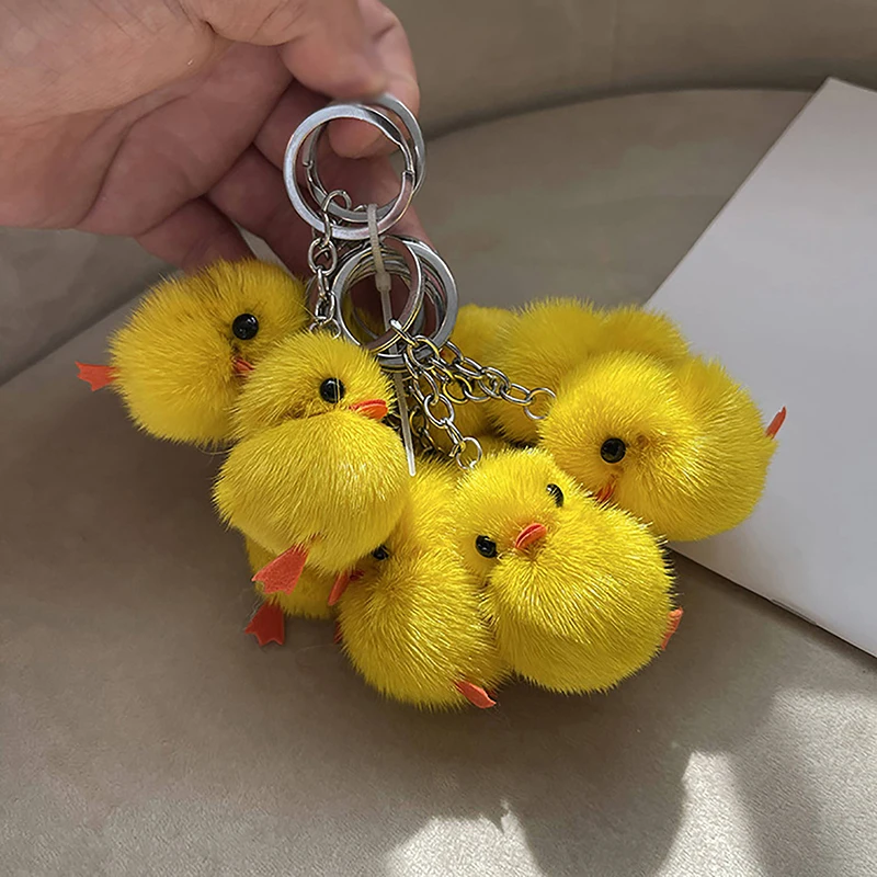 1Pc Plush Toy Duck Keychain With Helmet Key Ring For Women Gift Unique Funny Creative Colorful Animal Women Bag Car Keychain