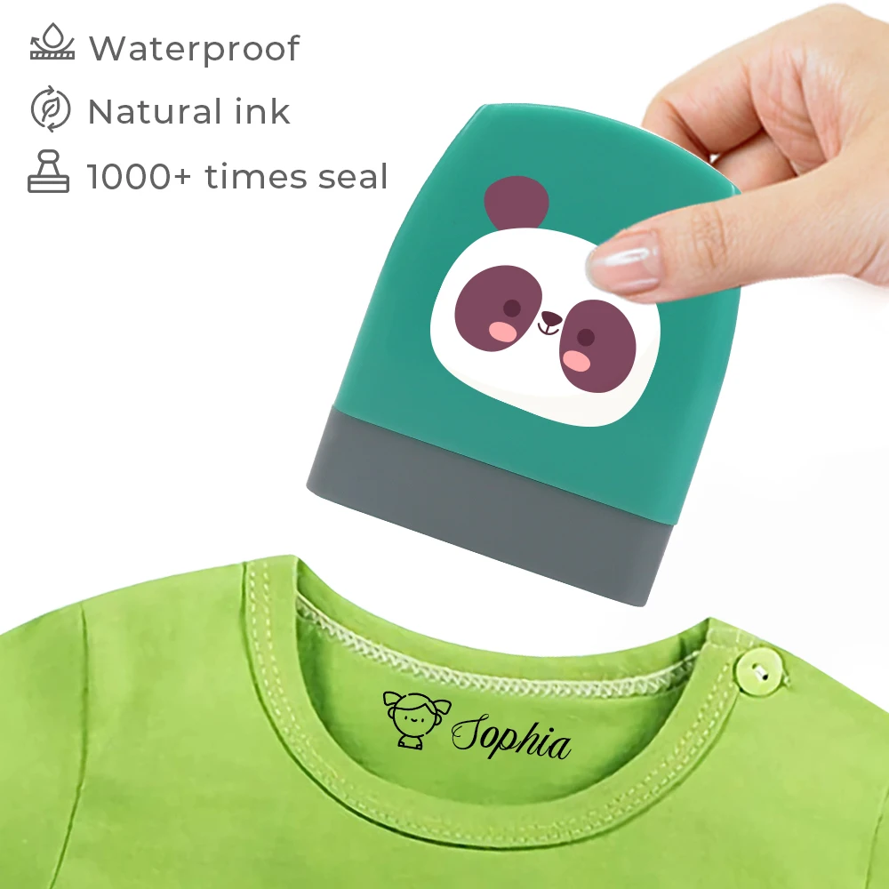 1 Stück personalisierter individueller Namensstempel Panda Koala Löwenmuster graviert wasserdicht lichtecht Cartoon Kleidung Namenssiegel
