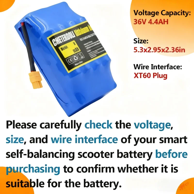

Аккумуляторная батарея CHETERDOLI 36V 6800mAh 10S2P Li-ion для гироскутера, самобалансирующегося скутера, уницикла, с BMS