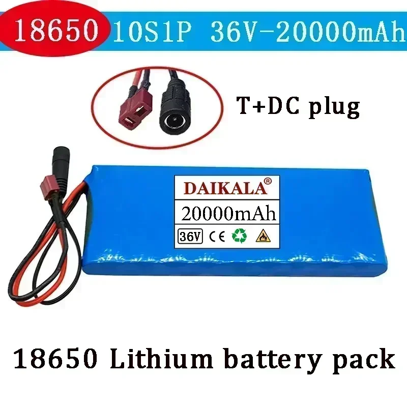 100% Original New 36V 20000mAh 10S1P 18650 Lithium Ion Rechargeable Battery Pack Bicycle Scooter Belt 20A BMS 36V 30Ah