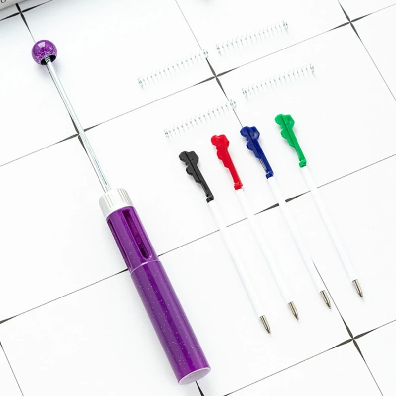 12Pcs 4 Color in 1 Beadable Pen Multicolored Ballpoint Pen 4 Color in 1 Retractable Ballpoint Pen for Student Teacher