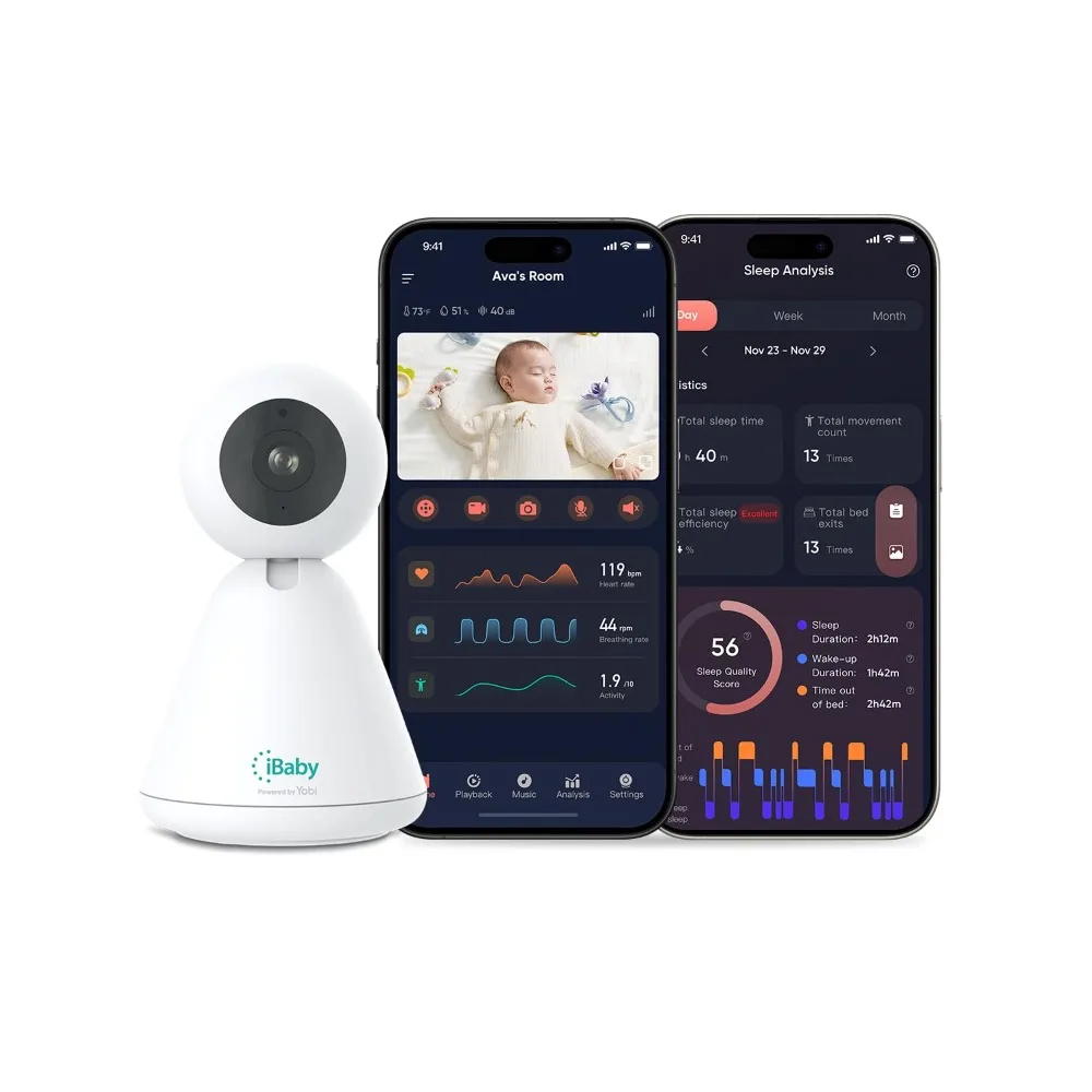 i20 Smart Baby Monitor & Wall Mount - 1080P Video Camera, Contactless, Monitor Heart Rate, Breathing & Sleep,Sound Machine, No