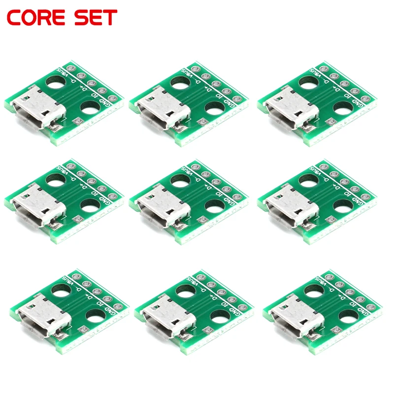 10szt/5szt Mini Micro USB do DIP 2.54mm Adapter Złącze Moduł Płyta Panel Żeński 5-pinowy Pinboard 2.54mm Micro USB Typ PCB Część