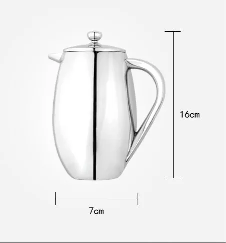 304 Stainless Steel French Press Coffee Pot, Filter Type Kettle, Teapot, Delicate Coffee Maker, 350ml, 800ml, 1000ml, 12oz