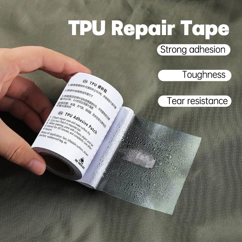 Cinta de reparación de TPU, equipo de Camping transparente impermeable, Kit de parches de cinta de reparación de cojín de aire para lona al aire libre, cubierta de barco, vela