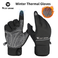 WEST BIKING Motorcycle Glove Winter Thermal Warm Full Finger Gloves Windproof Waterproof Outdoor Sports Cycling Gloves Equipment