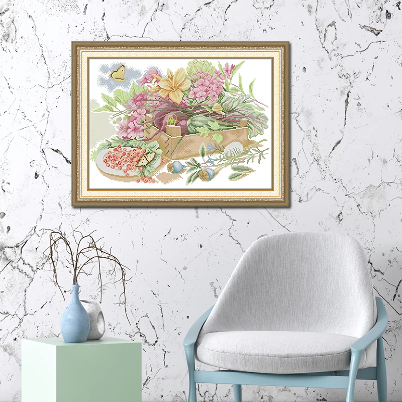 

Наборы для вышивки крестом «Утрои» с цветами, художественные поделки, HD узор Aida 16/14/11CT, счетный штампованный холст, наборы для ручной вышивки «сделай сам»