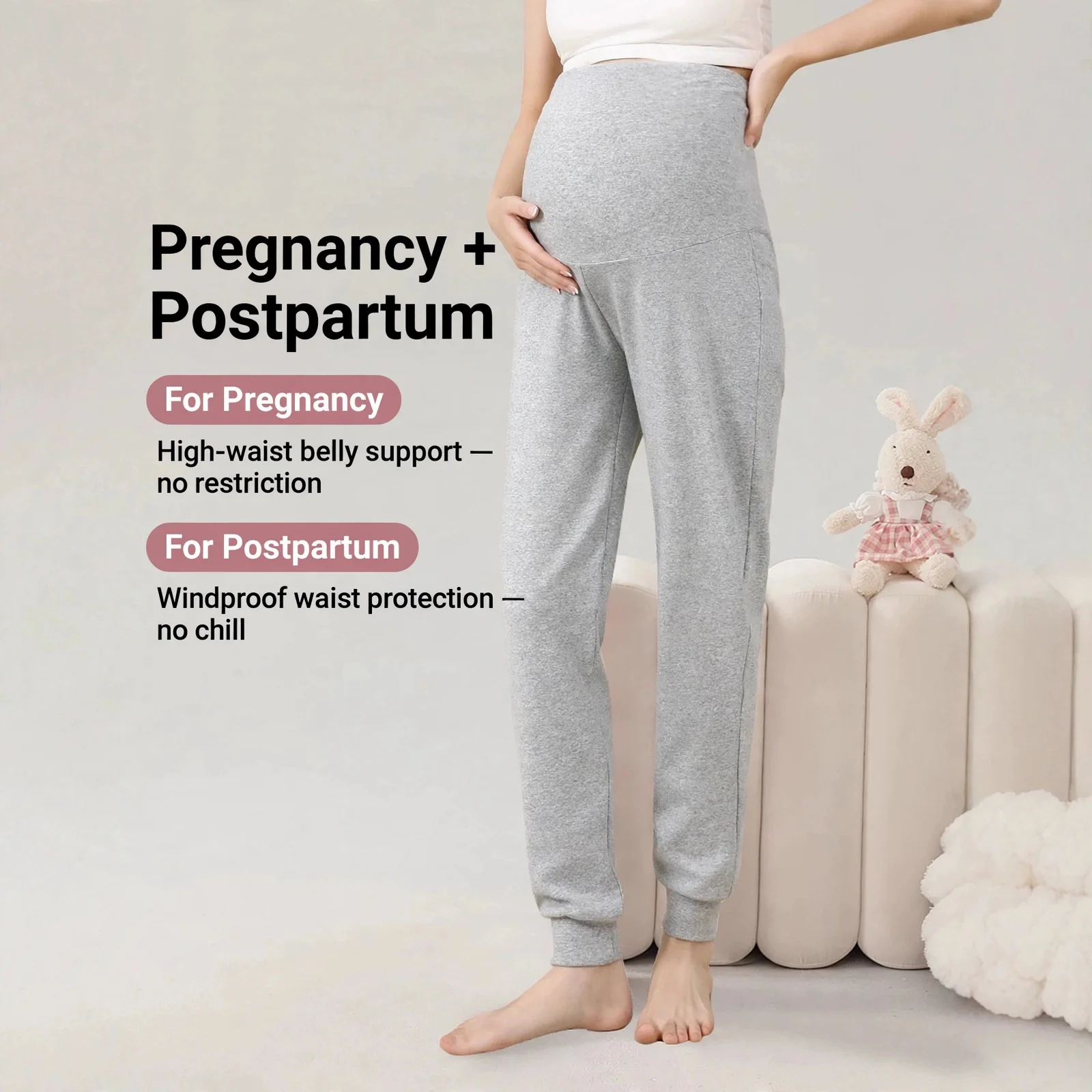 Maternity Leggings High Waist Belly Support Warm Fleece Lined Stretch Pregnant Women Daily Wear Home Travel