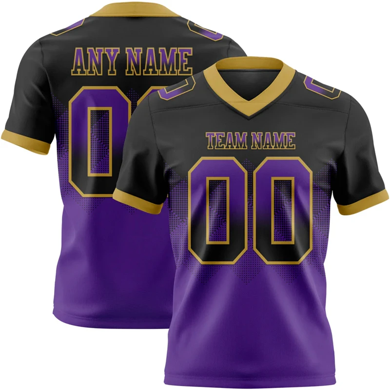 

Gradient Black Color Football T Shirts For Men Custom Name Team Name Number Rugby T-shirts Loose Breathable Sports Team Uniforms