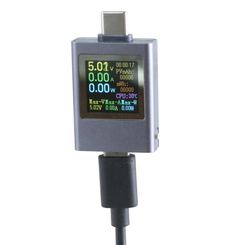 Medidor energia usb c, testador usb c, multímetro 0-50v 0-6a, tensão, capacidade corrente, testador digital energia