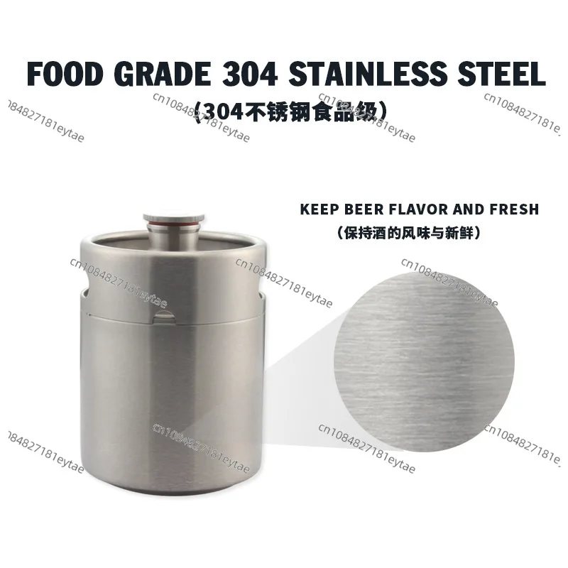2L 304 Stainless Steel Home Brew Keg Secondary Fermentation Barrel Threaded Lid Pressure Resistant Beer Growler