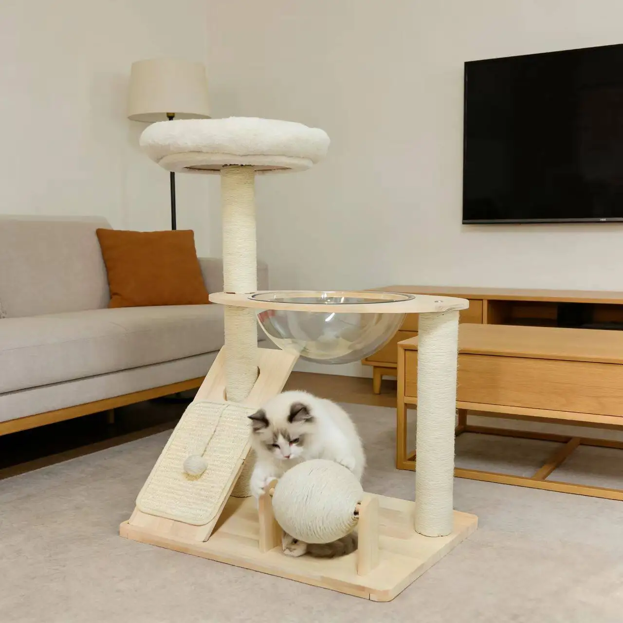 

Luxury Climbing Cat Tower Shelves Wooden Supplies Scrapers Things Cat Tower Accessories House Rascador De Gatos Cat Supplies