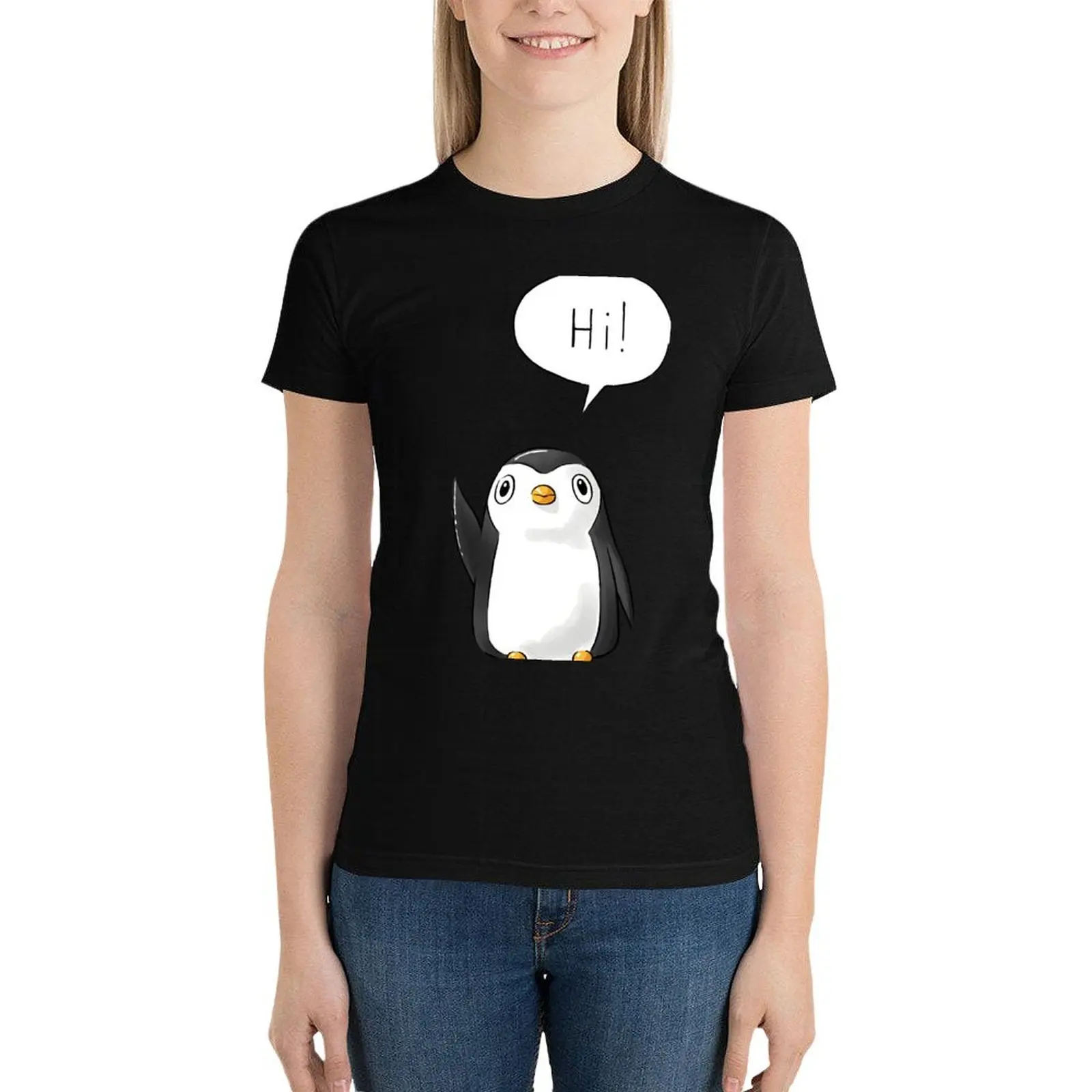 

Hi Penguin T-Shirt summer clothes summer tops black t-shirts for Women