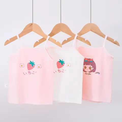 3 개/몫 소녀 코 튼 싱 레이 셔 탑 통기성 속옷 탱크 키즈 품질 언더 셔츠 귀여운 탱크 탑 크기 3-10T