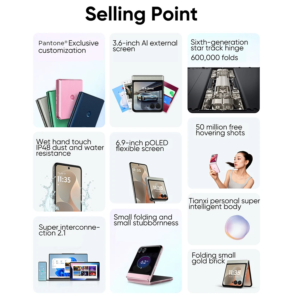 오리지널 모토로라 모토 레이저 60 5G 레이저60 스마트폰 6.9인치 플렉스 MTK 디멘시티 7400X 50MP 4500mAh 폴더블 폰 50MP 카메라