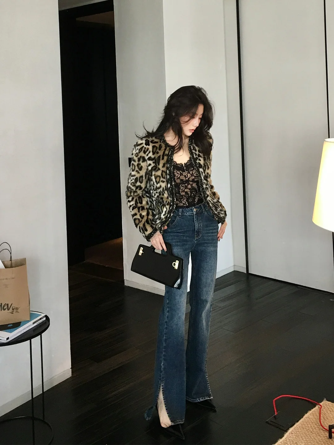 

High Waist Cotton Denim Pants Women's Commute Vintage Sle Long Pants Bell Bot Flared Legs Lengthening Effect J38