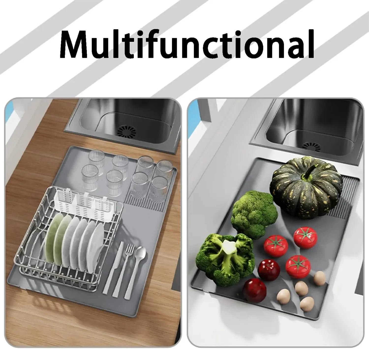 3-In-1 Silicone Coffee Mat, Non-Slip Bar Pad For Countertops, Mess-Free Coffee Station Setup Essential