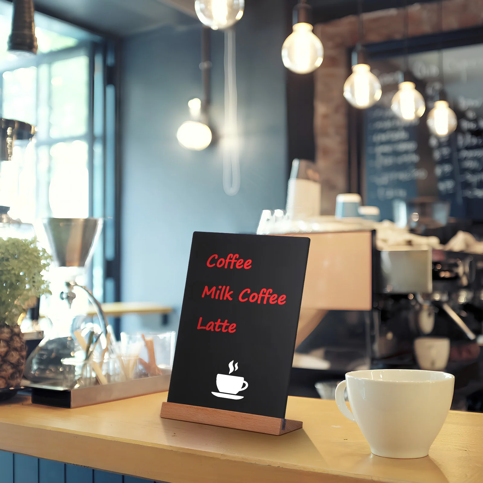 2 Pcs Beech Hand Drawn Table Card Sign Mini Chalkboard Signs for Food Display Stands