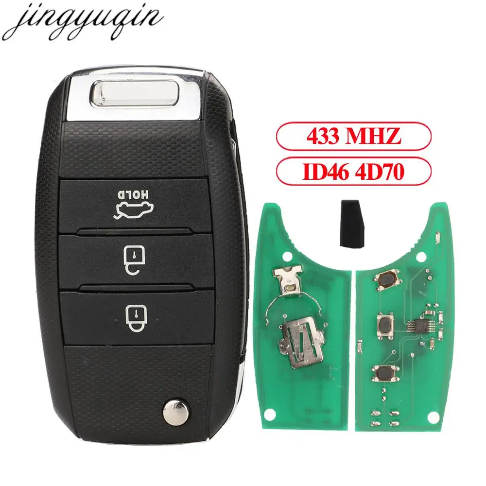 Jingyuqin 3 Button Flip Remote Car Key Alarm 433mhz 4D70 ID46 Chip For Kia Cerato K3 2013 2014 2015 2016 2017 2018 2019