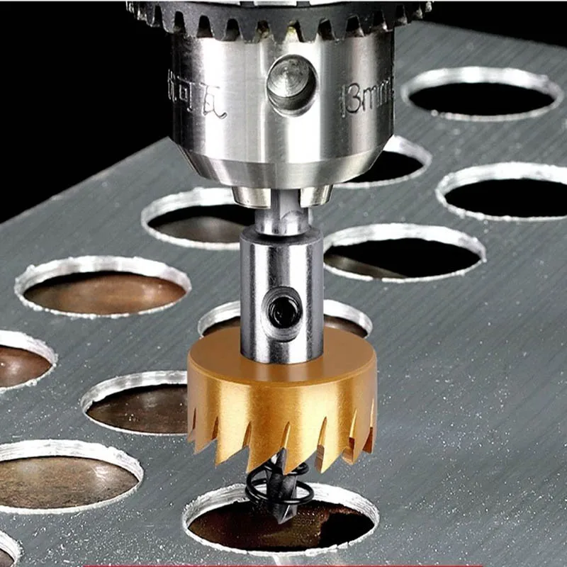 High-speed-Stahl Sägezahn Loch Opener Aluminium Platte Eisen Platte Stanzen Bohrer Set 16 18,5 20 25 30mm 5-teiliges Set