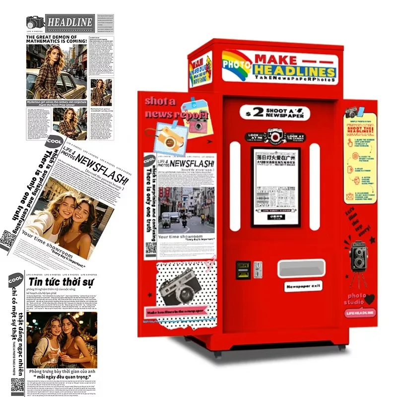 Customized smart beauty newspaper photo booth machine app remote instant print slr compatible for event rental purchasers
