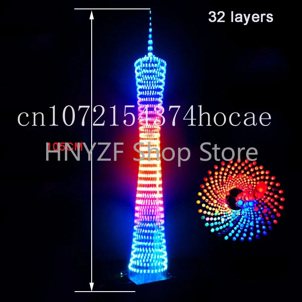 

Bluetooth welding kit, colorful Guangzhou Tower, 32 floors, X32 columns, LED light cube, music score, unassembled