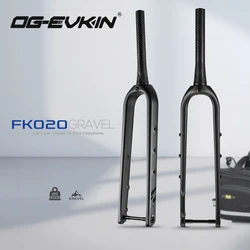 OG-EVKIN FK-020 Gravel Fork Carbon Fiber Tapered Gravel Bicycle Front Fork Bike Fork Black Matte 700C x 55C Thru Axle 12x100mm