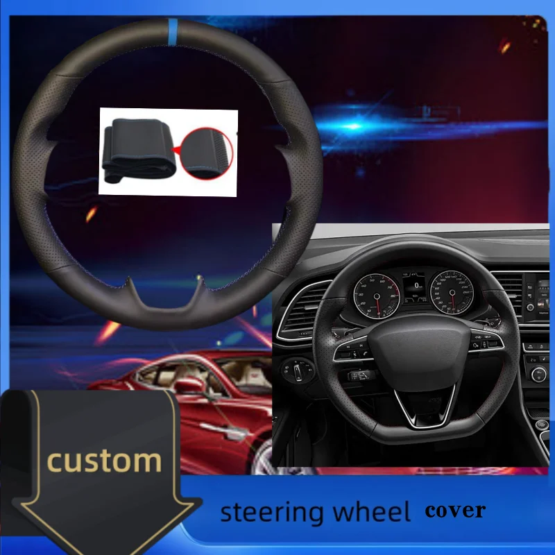 

Car Steering Wheel Cover For Seat Leon Cupra Leon ST Cupra Leon ST Cupra 2013-2019 Ateca Cupra Hand-stitched Microfiber Leather