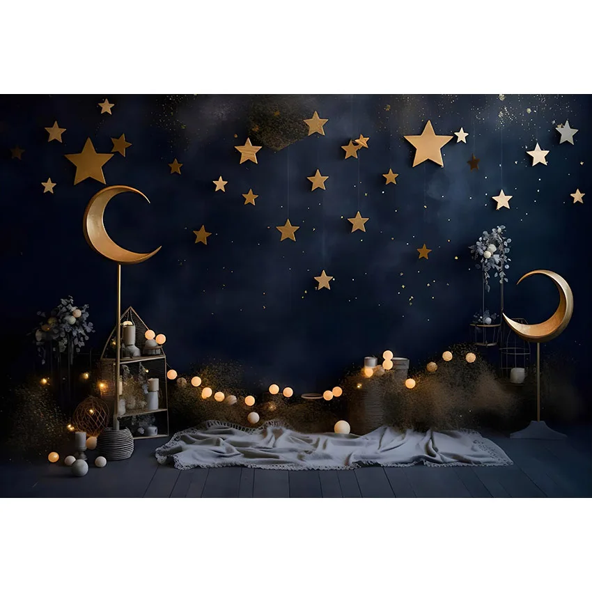 Mehofond Baby Shower Backdrop Night Sky Moon Bear Twinkle Twinkle Little Star Decor Background for Photography Photo Studio