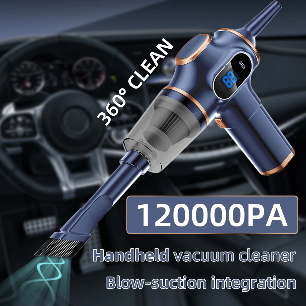 Handheld Car Vacuum Cleaner 120000PA High-Power Wireless Portable Car Home Appliances Vacuum Cleaner Blow-Suction Integration