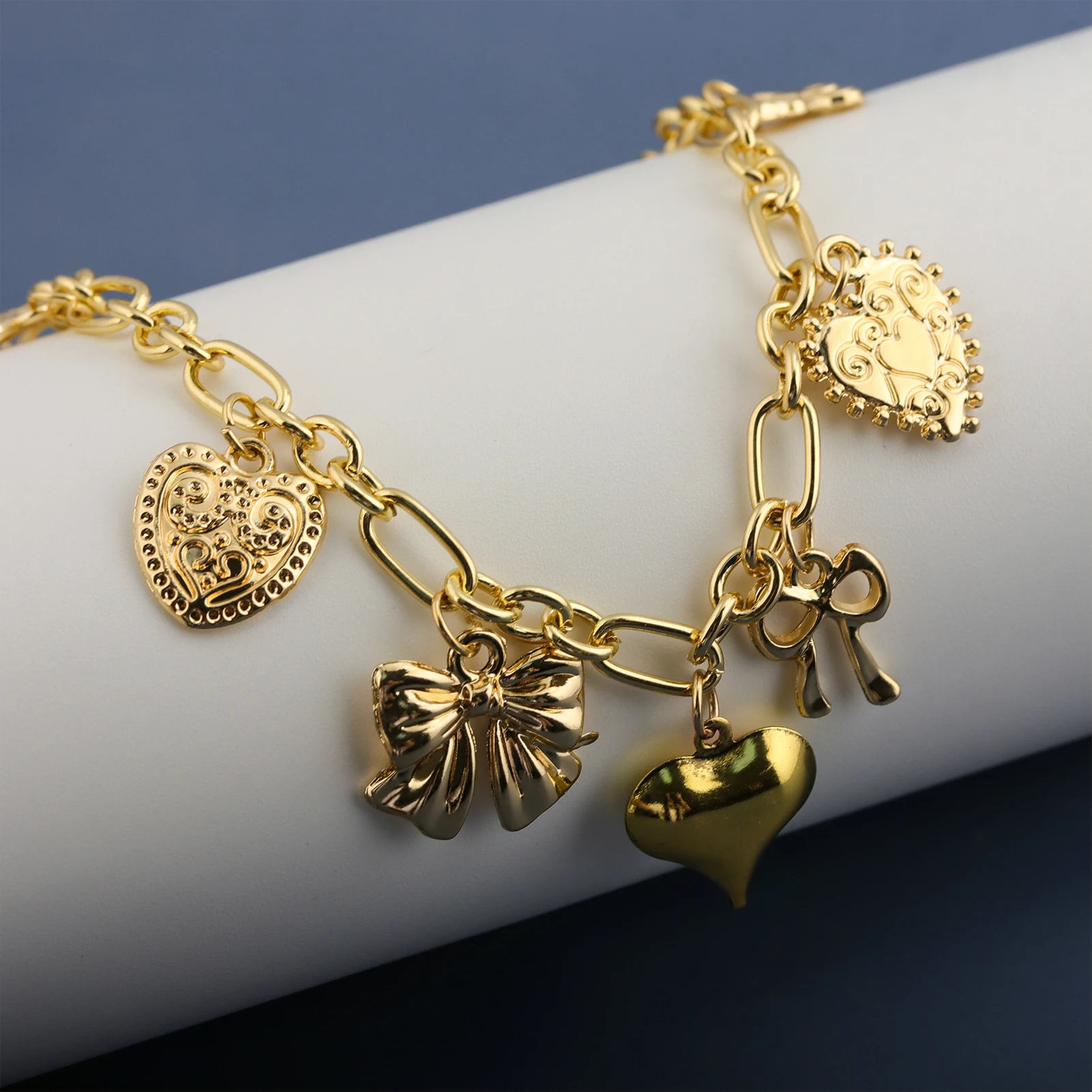 Vintage Style Multi Charm Collarbone Necklace Featuring a Heart and Butterfly Design a Versatile Unique Alloy Piece and Gift