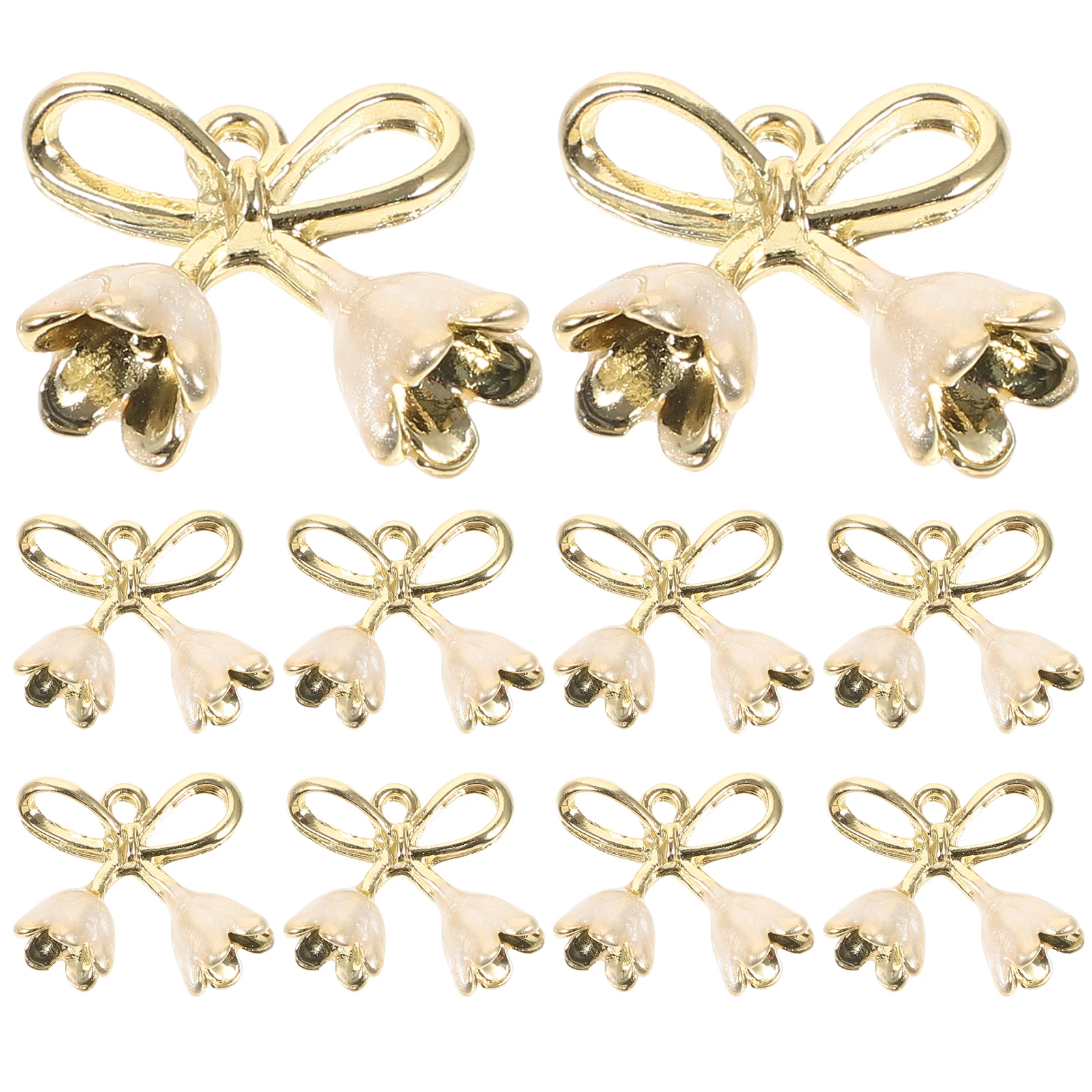 

10pcs Gold Lily of The Valley Flower naments Necklace Bracelet Charms Jewelry DIY Supplies Leaf Flower Pendant Making Materials