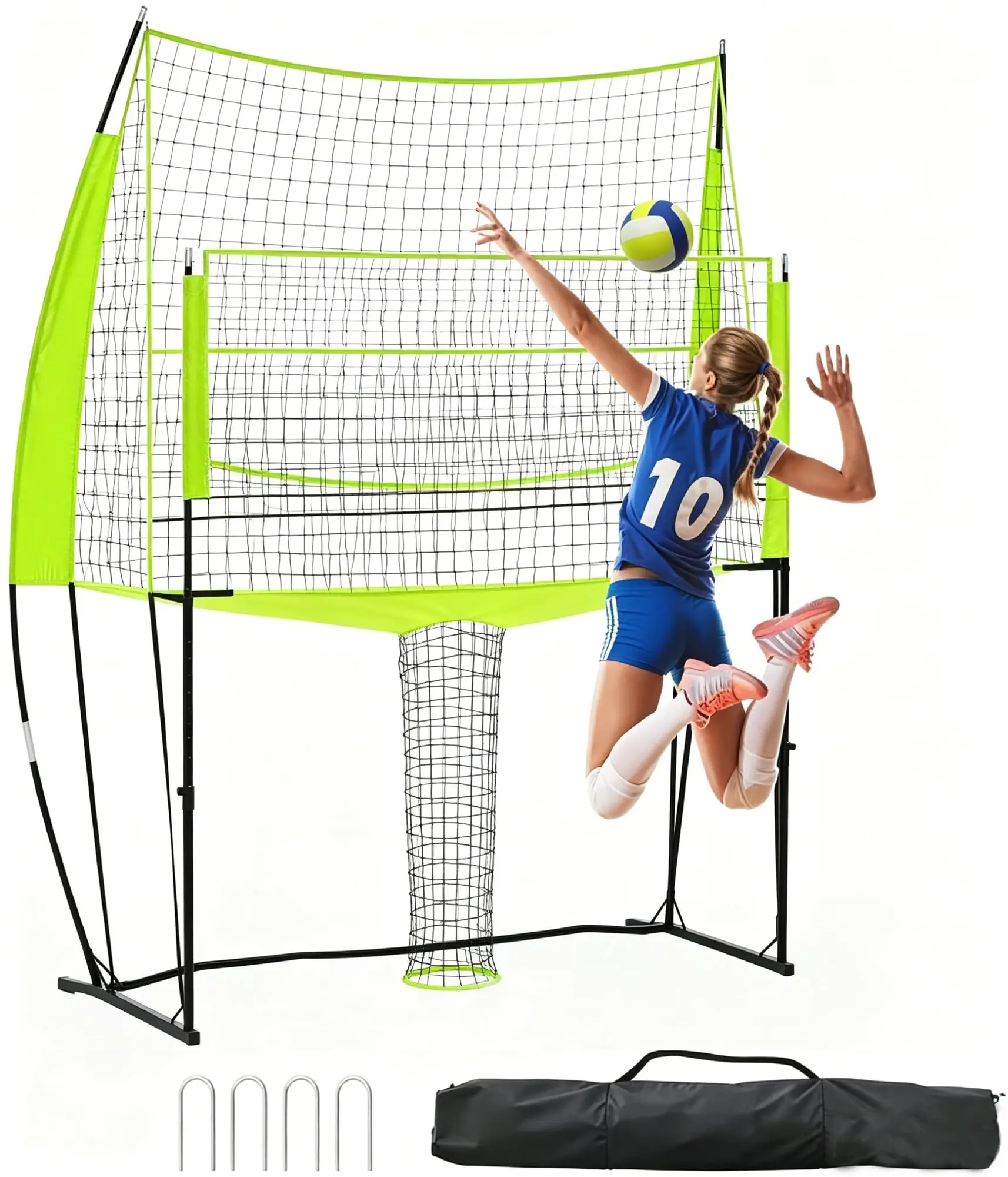 

Volleyball Net Height Adjustable Durable Training Equipment Carry Bag Easy Setup For Indoor Outdoor Beach Backyard