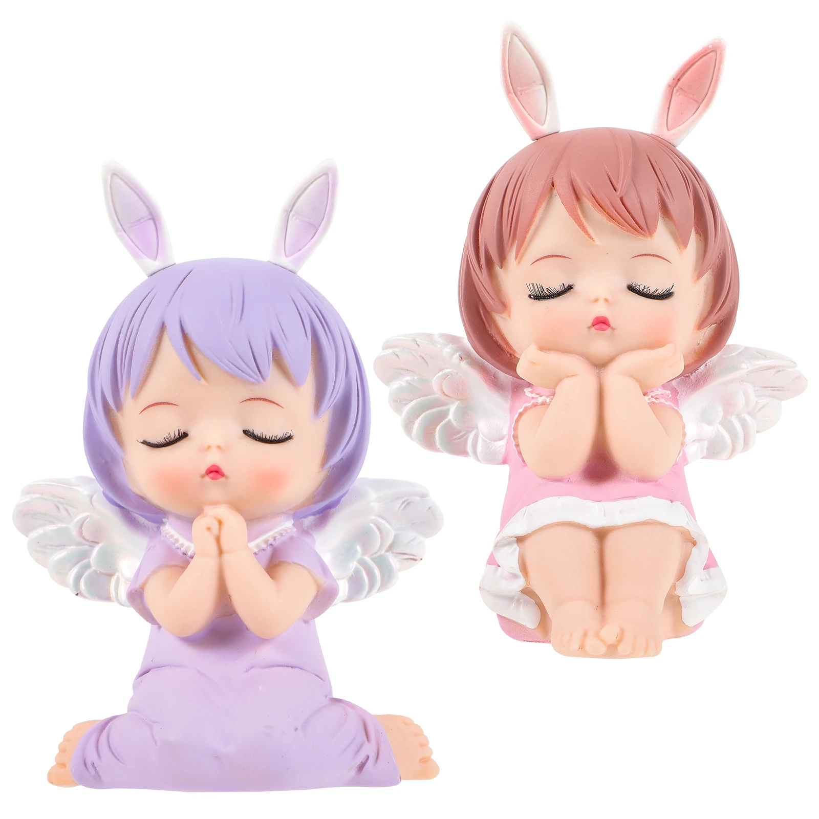 

2 Pcs Cake Decoration Vinyl Jacket Adornment Birthday Supply Wedding Mini Model Angel Toppers Cake Decorations