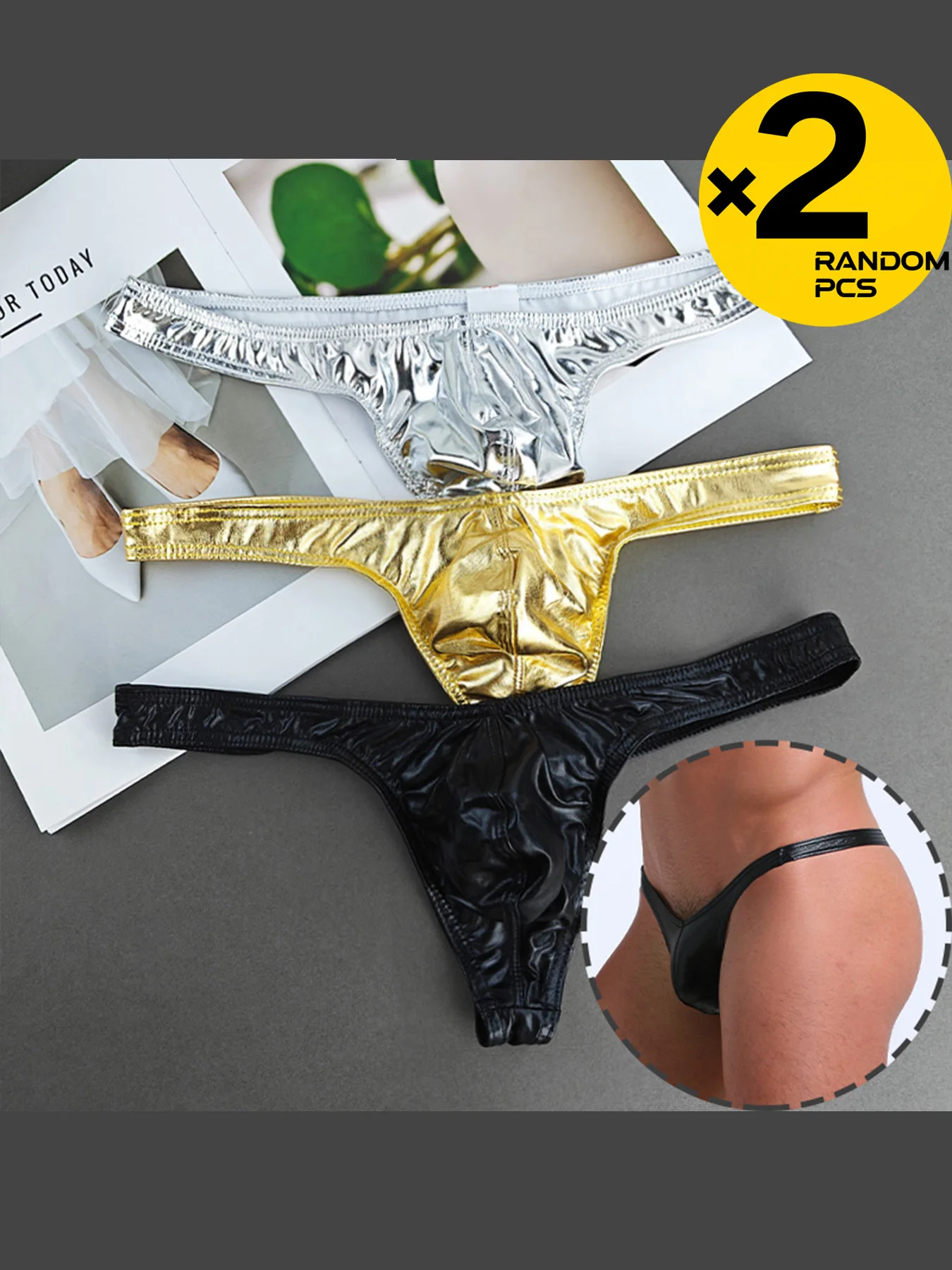 

Сексуальные мужские блестящие стринги из искусственной кожи с Т-образной спинкой, нижнее белье, мужские трусы, эластичные стринги с низкой посадкой, футболки, разные 2/3/4 шт.