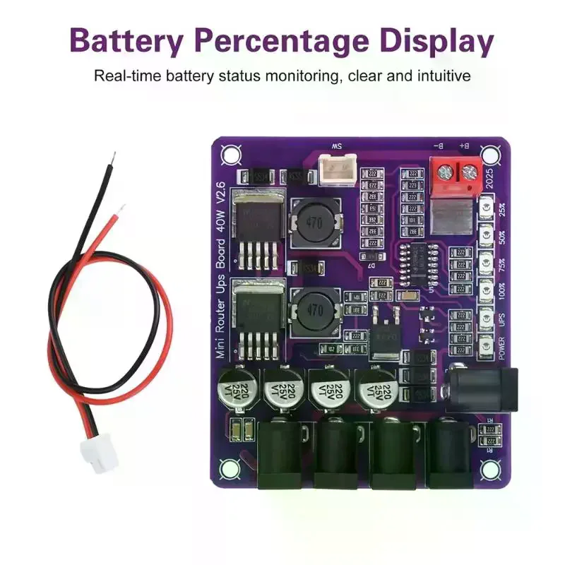 Mini Router UPS Board 40W Battery Charging Board 5V 9V 12V Output Uninterruptible Power Supply Board For Router Backup Power