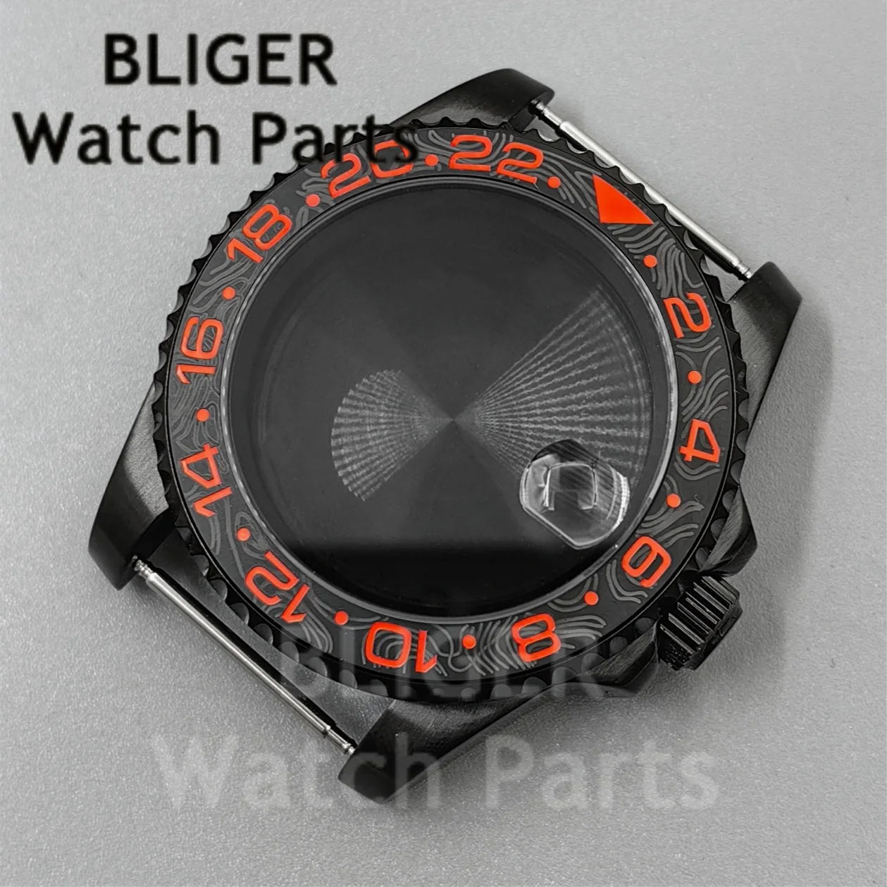 Black Stainless Steel 40mm Watch Case Red GMT Ceramic Bezel For NH34 NH35 NH36 NH70 ETA2824 Miyota8215 Men's Watch Accessories