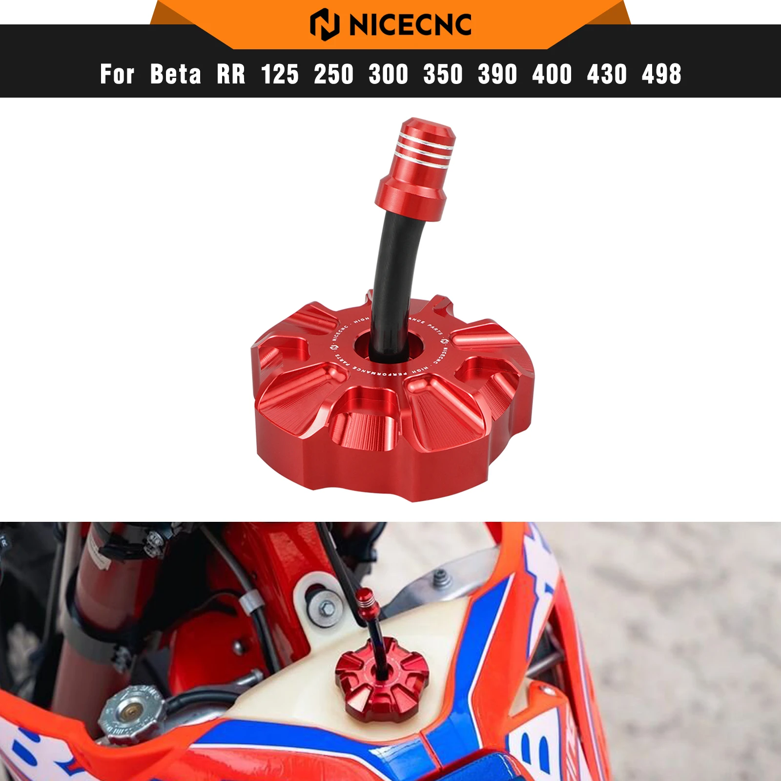 NICECNC For Beta RR 300 RR 250 2013-2024 Gas Fuel Tank Cap Cover RR 125 200 350 390 400 430 450 480 498 500 X-Trainer 300 250