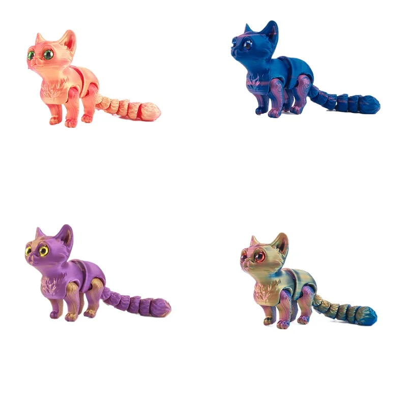 NEW 3D Printed Cat with Multiple Movable Joints for Home Accessories Decor Desk Decoration Children's Gifts Figurine view 3