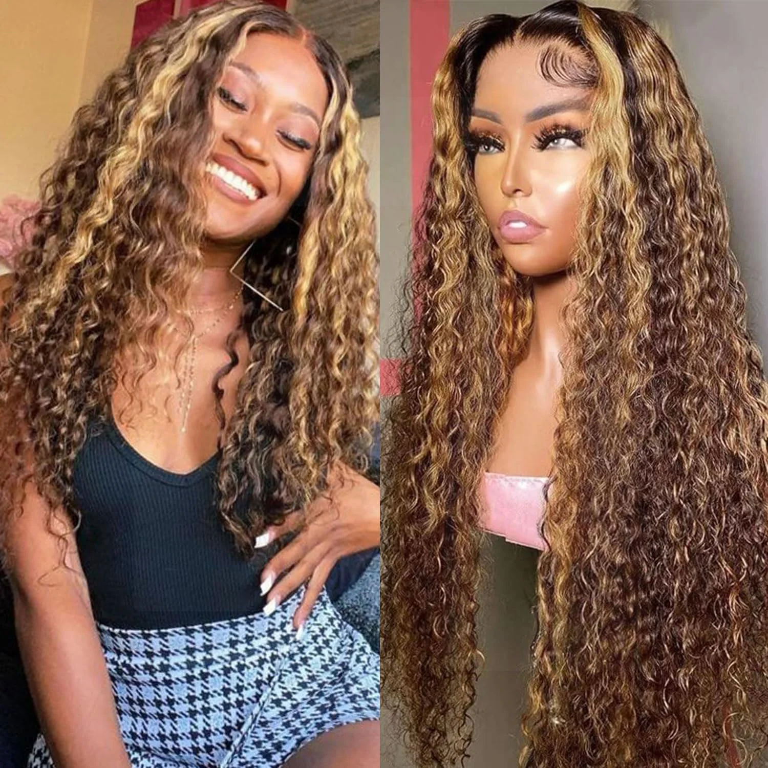 

Highlight Deep Water Wave Human Hair 13x6 Hd Lace Frontal Wigs 30 Inch Curly 13x4 Lace Front Wig Coroled Brazilian For Women