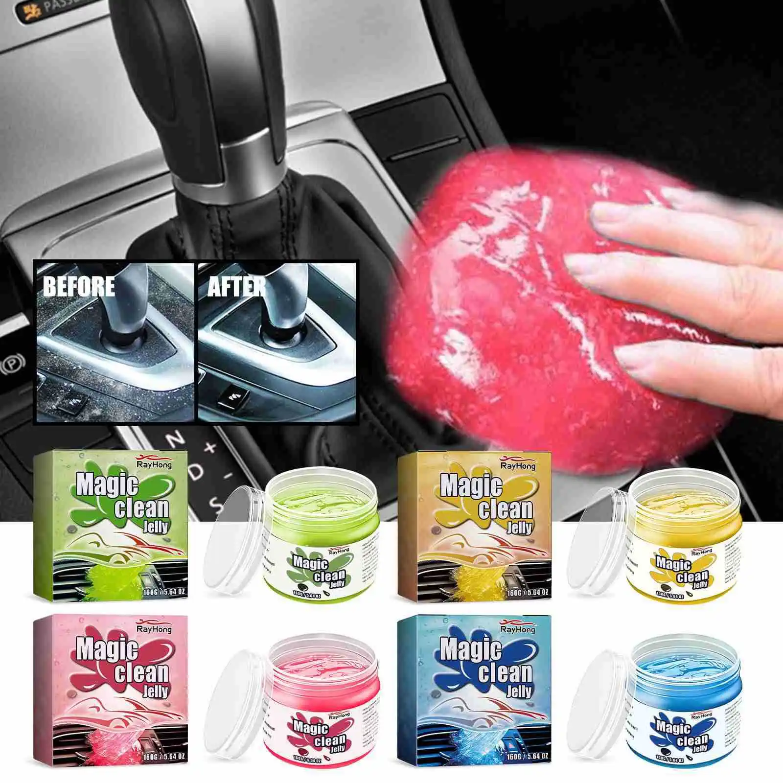 Gel de limpieza para Interior de coche, herramienta de reacondicionamiento sin agua, portátil, accesorios de descontaminación, 160g