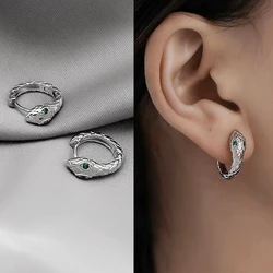 New Arrival Silver Color Copper Small Hoop Earrings for Women Animal Snake Shaped Punk Earrings For Men Party Jewelry Gifts