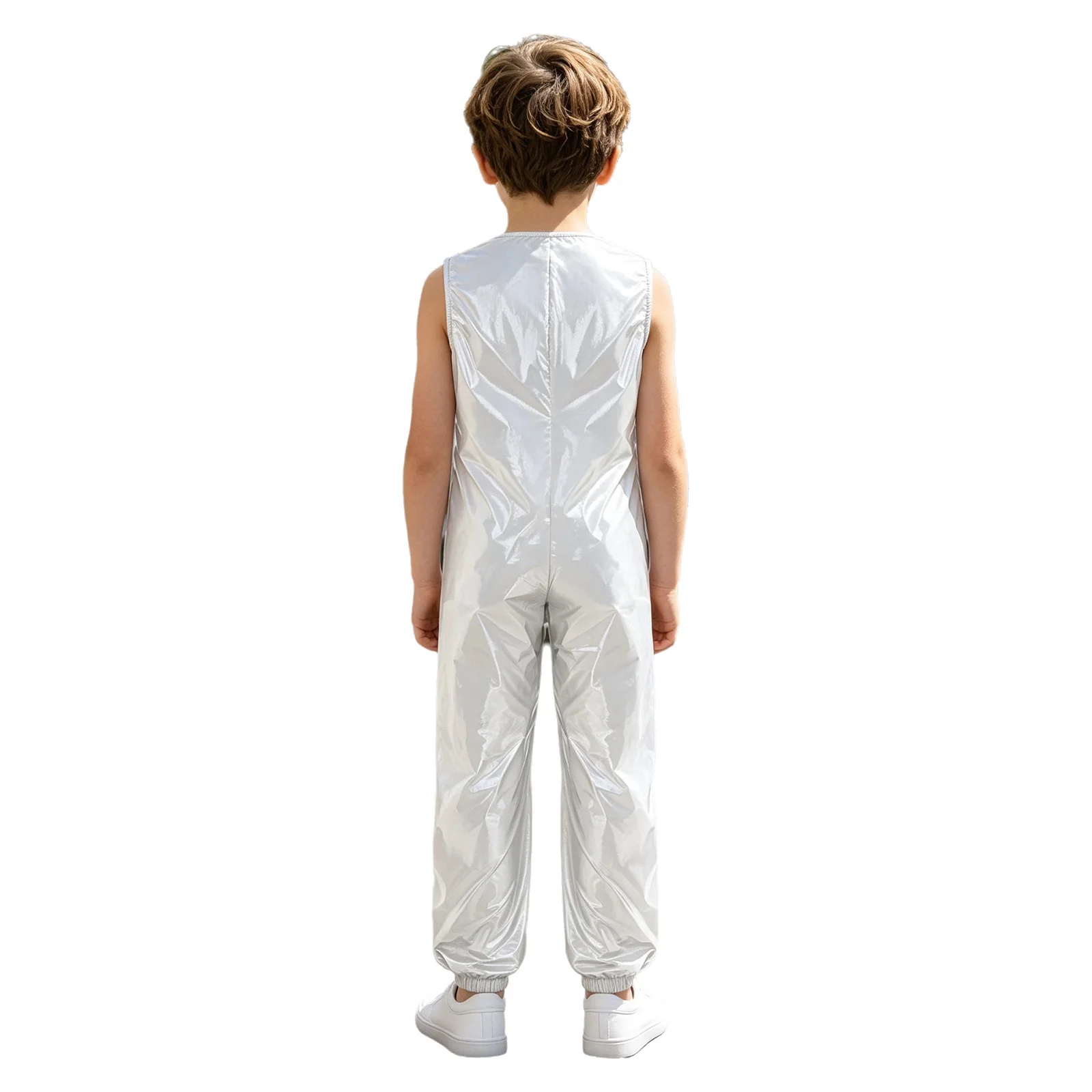 Kids Boys Jumpsuit Water Resistant Diaper Cover Full Bodysuits Sleeveless Zip-up Elastic Leg Opening Rompers for Adaptive