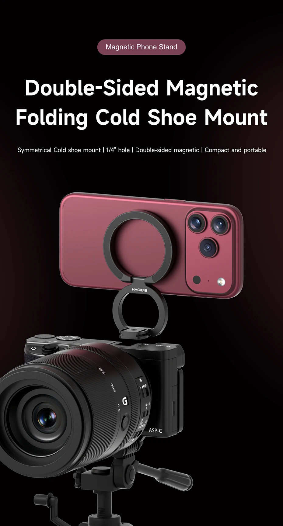 Hagibis Magnetic MagSafe Phone Tripod Mount