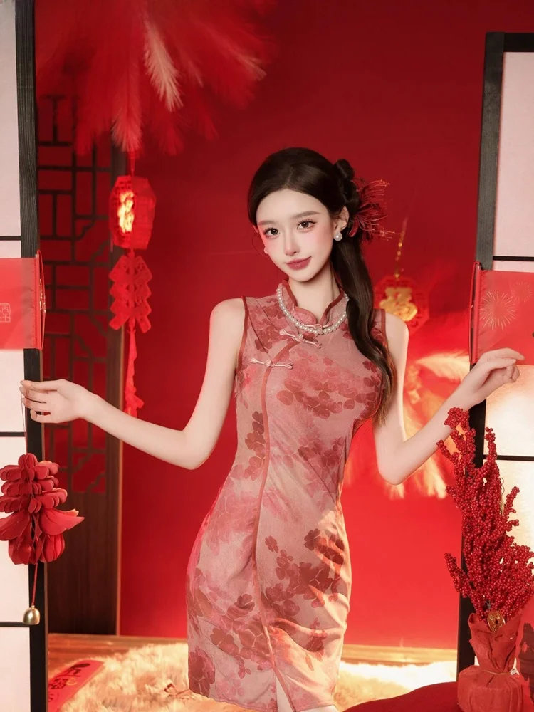 

New 2026 Red Chinese Style Photography Studio Artistic Clothing New Year Theme Studio Portrait Traditional Ethnic W...