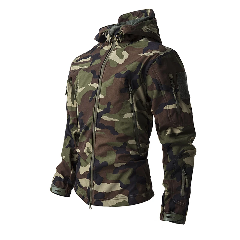 Man Mountaineering Suit Windproof Soft Shell Jackets New Spring Autumn Outdoors Leisure Camouflage Charge Clothes Hooded Coat