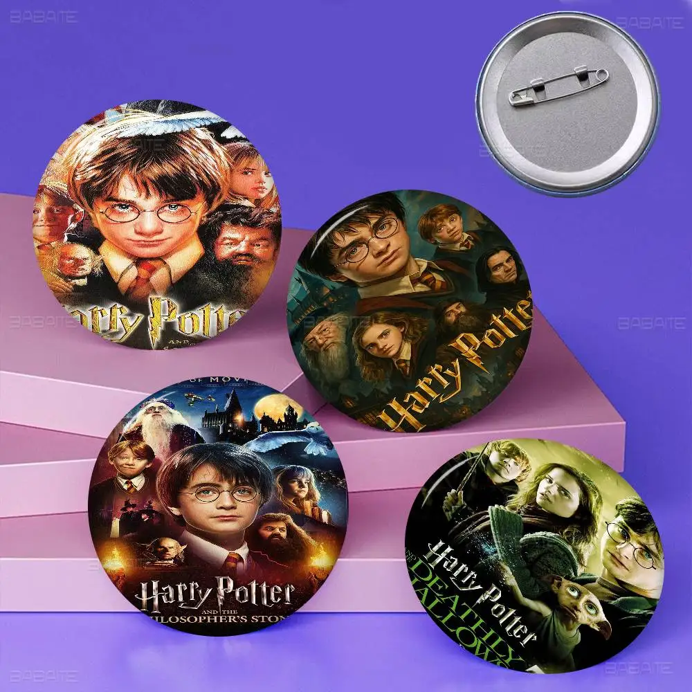 Classic Movie H-Harry P-Potter Photo Brooches Creative Round Badge Gifts Pins 32/44/58mm