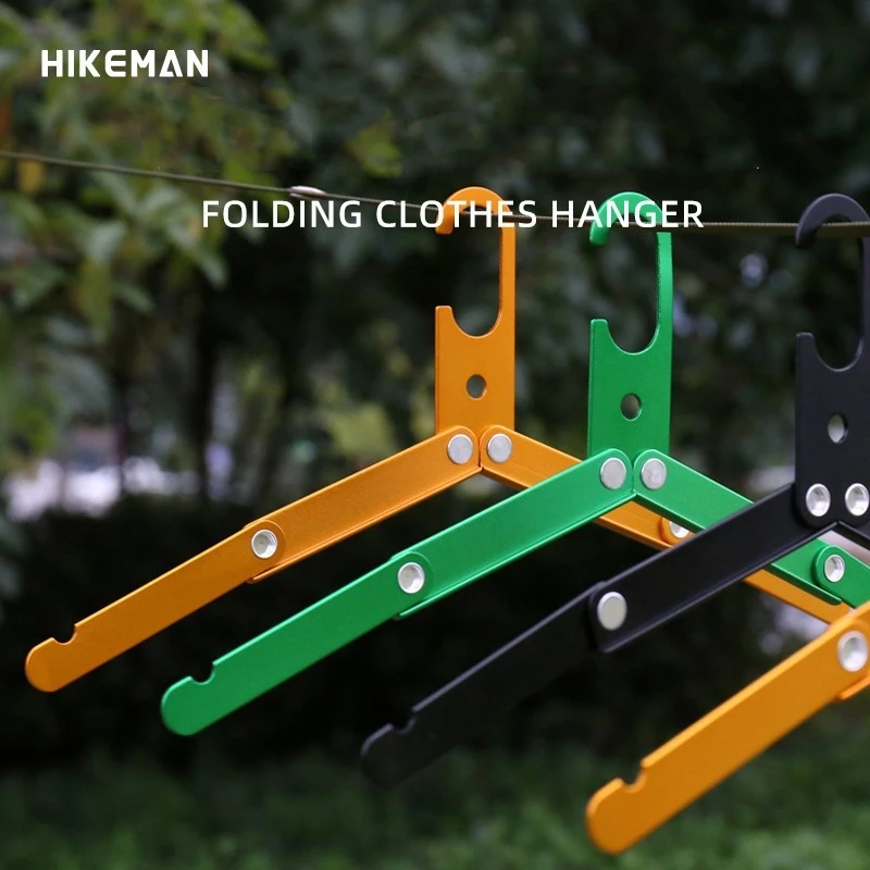 Outdoor Folding Aluminum Alloy Hanger Three-Fold Portable Drying Rack Camping Travel Ultra-Light Telescopic Clothes Hanging